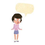 cartoon woman shrugging shoulders with speech bubble N36