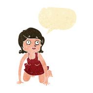 cartoon woman on all fours with speech bubble N2