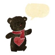 cartoon white teddy bear with love heart speech bubble