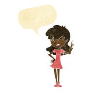 cartoon girl making point with speech bubble