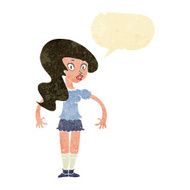 cartoon pretty woman with speech bubble N17