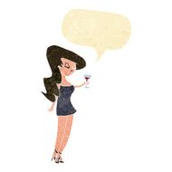 cartoon woman at party with speech bubble N3