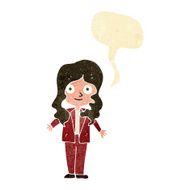 cartoon friendly business woman with speech bubble N2