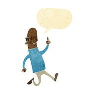 cartoon bald man with idea speech bubble