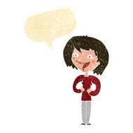 cartoon excited woman with speech bubble N14