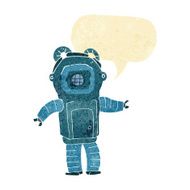cartoon deep sea diver with speech bubble N4