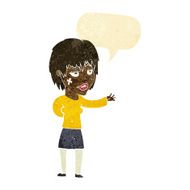 cartoon woman with sticking plaster on face speech bubble