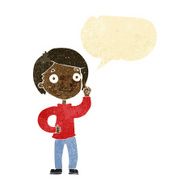 cartoon boy with idea speech bubble N14