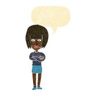 cartoon annoyed woman with speech bubble N19