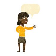 cartoon woman explaining with speech bubble N5