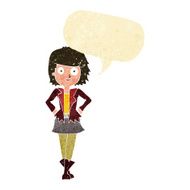 cartoon girl in jacket with speech bubble N2