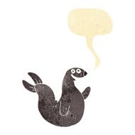 cartoon happy seal with speech bubble N3