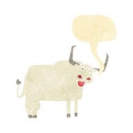 cartoon hairy cow with speech bubble N2