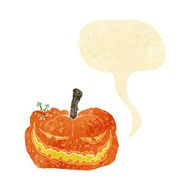 cartoon halloween pumpkin with speech bubble