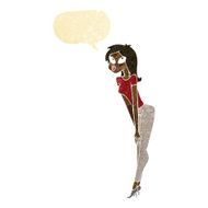 cartoon attractive girl with speech bubble