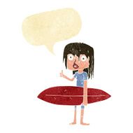 cartoon surfer girl with speech bubble N2