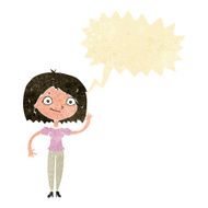cartoon woman waving with speech bubble N24