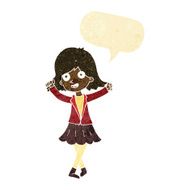 cartoon happy girl with speech bubble N5