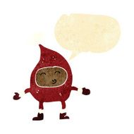 cartoon funny christmas character with speech bubble
