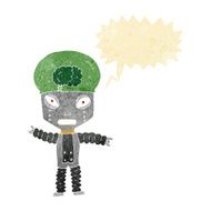 cartoon future robot with speech bubble N2
