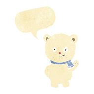 cute cartoon polar bear waving with speech bubble