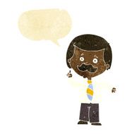 cartoon newsreader man with idea speech bubble