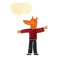 cartoon happy fox man with speech bubble N2