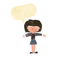 cartoon woman shrugging shoulders with speech bubble N39