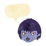 cartoon vampire girl face with speech bubble