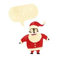 cartoon shocked santa claus with speech bubble