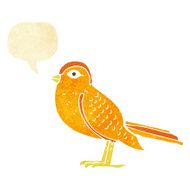 cartoon garden bird with speech bubble N6