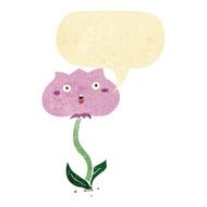 cartoon shocked flower with speech bubble