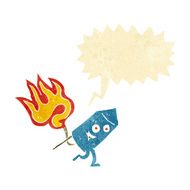 cartoon funny firework character with speech bubble