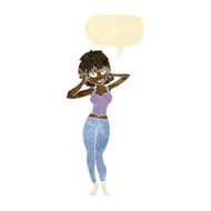 cartoon pretty woman with speech bubble N20
