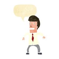 cartoon nervous businessman with speech bubble N2