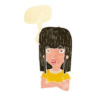 cartoon girl with folded arms speech bubble N2