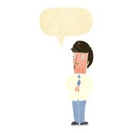 cartoon nervous man with speech bubble N14