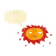 cartoon sad sun with speech bubble N2
