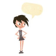 cartoon girl with hands on hips speech bubble N3