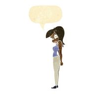 cartoon pretty woman with speech bubble N21