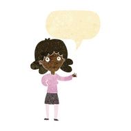 cartoon friendly woman with speech bubble N10