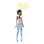 cartoon pretty woman with speech bubble N22
