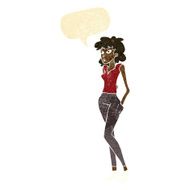 cartoon pretty woman with speech bubble N23