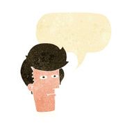 cartoon man narrowing eyes with speech bubble N5