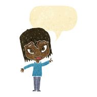 cartoon woman with idea speech bubble N19