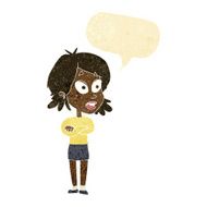 cartoon surprised woman with speech bubble N22
