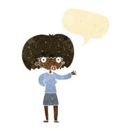 cartoon woman gesturing with speech bubble