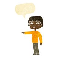 cartoon boy pointing with speech bubble N2
