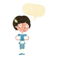 cartoon woman in french maid outfit with speech bubble N2