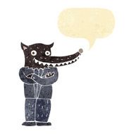 cartoon wolf man with speech bubble N4